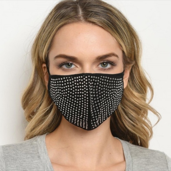 Black rhinestone bling face mask - Picture 2 of 10